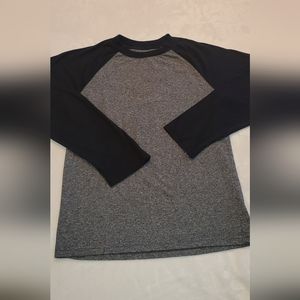 Urban Pipeline Boys Long Sleeve Knit Tee Shirt, Black/ Grey henley tee, medium